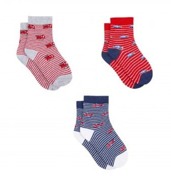 Носки детские, 3 пары, серый, синий, красный