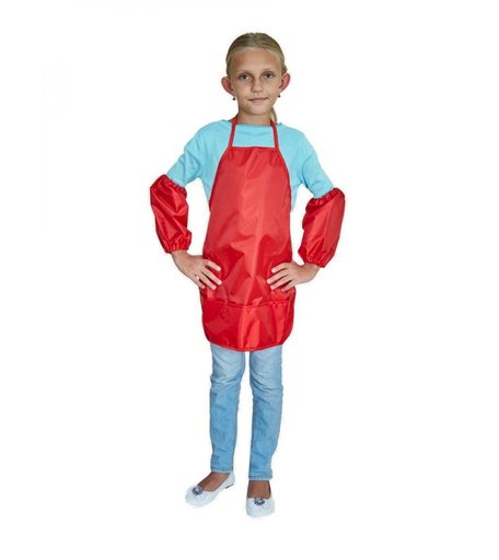 Фартук Издательство Учитель для труда с нарукавниками (красный, для девочек)