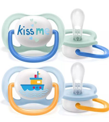Пустышка Philips Avent Ultra Аir Lime Kiss me. Корабли силикон, 0-6 мес