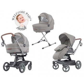 Коляска Inglesina Quad System 4 в 1 на шасси Quad Titanium Black Cognac Derby Grey, серый