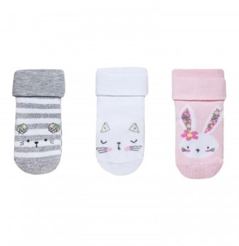 Носки детские "Мишки", 3 пары, белый, серый, розовый
