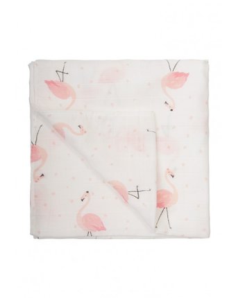 Миниатюра фотографии Пеленка сонный гномик муслин фламинго 120х120 см