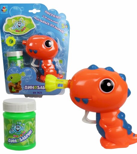 Пистолет с мыльными пузырями 1Toy Мы-шарики! Динозаврик
