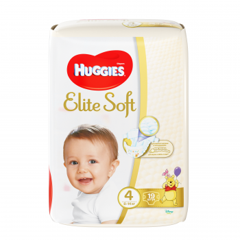 Подгузники Huggies Элит Софт 4 (8-14кг), 19 шт.