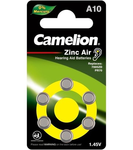 Camelion Батарейка для слуховых аппаратов Mercury Free ZA10 BL-6