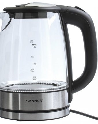 Миниатюра фотографии Sonnen чайник kt-1788 стекло с подсветкой 1.7 л