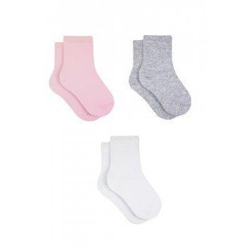Носки детские, 3 пары, розовый, белый, серый