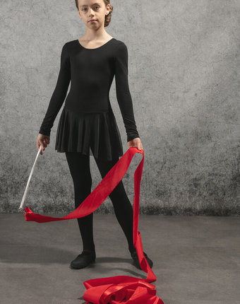 Миниатюра фотографии Чёрный гимнастический боди с юбкой