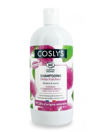 Миниатюра фотографии Coslys шампунь для жирных волос с органическими экстрактами  лопуха и овса 500 мл
