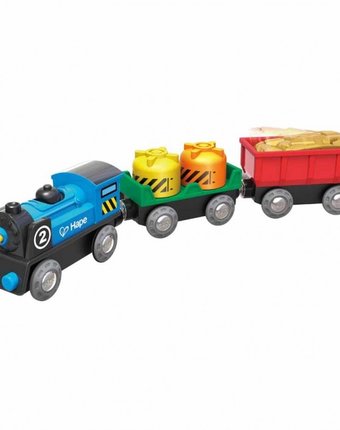 Миниатюра фотографии Hape игровой набор поезд с грузовыми вагонами