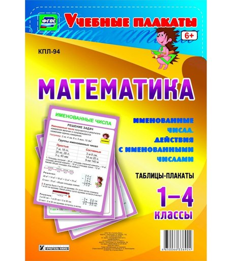 Набор плакатов Издательство Учитель Математика. 1-4 классы. Именованные числа. Действия с именованными числами