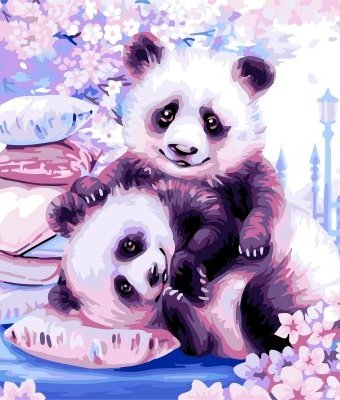 Русская живопись Рисование по номерам Японские панды 50х40 см