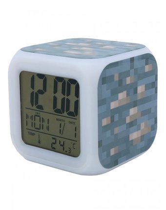 Часы Pixel Crew будильник Блок золотой руды пиксельные с подсветкой