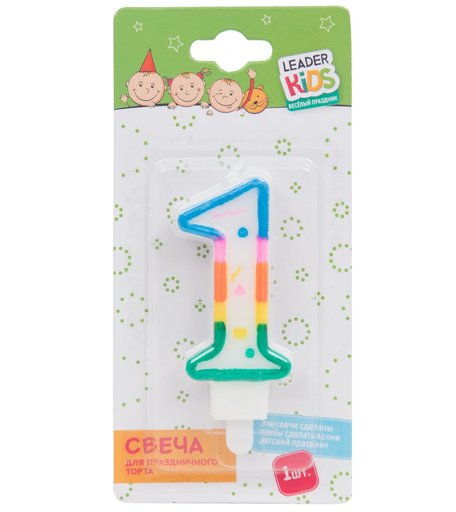 Свеча для торта Leader Kids Цифра 1