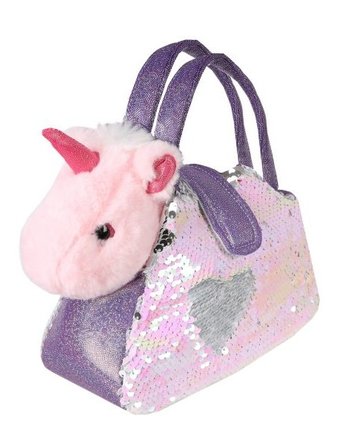 Мягкая игрушка Fluffy Family Единорог 18 см в сумочке с пайетками