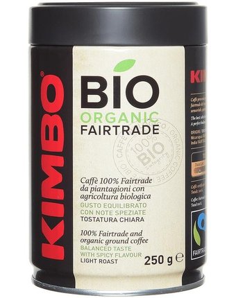Миниатюра фотографии Kimbo кофе bio натуральный молотый 250 г