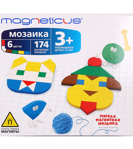 Мозаика магнитная Magneticus 174 детали 6 цветов