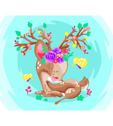 Набор для раскрашивания по номерам ФРЕЯ Олененок в лесу