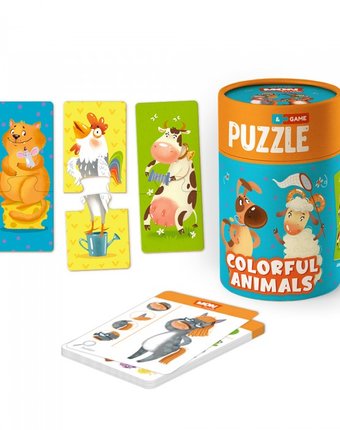 Mon Игровой набор Веселые зверята: пазлы и карточки с заданиями