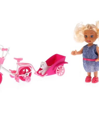 Карапуз Кукла Машенька с велосипедом и прицепом 12 см