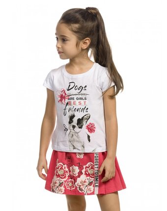Миниатюра фотографии Pelican комплект для девочек (футболка, юбка) gfats3157