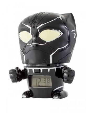 Часы Марвел (Marvel) Будильник BulbBotz минифигура Black Panther Чёрная пантера 14 см