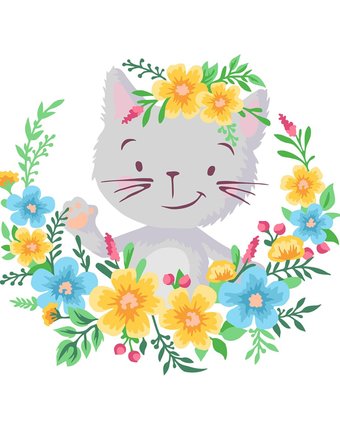 Миниатюра фотографии Набор для раскрашивания по номерам фрея котенок в цветах