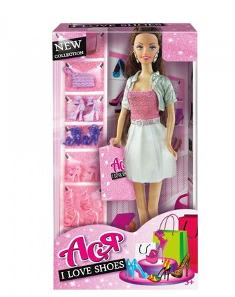 Toys Lab Кукла Ася Шатенка в бело-розовом платье Любимые туфли