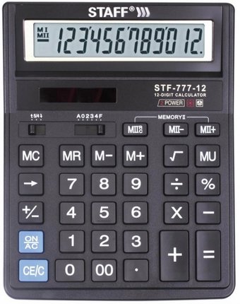 Миниатюра фотографии Staff калькулятор настольный stf-777 12 разрядов