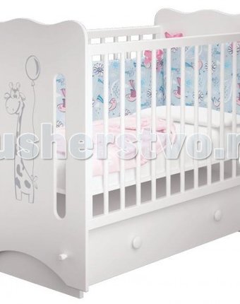 Миниатюра фотографии Детская кроватка можгинский лесокомбинат laluca руслана жирафик (поперечный маятник)