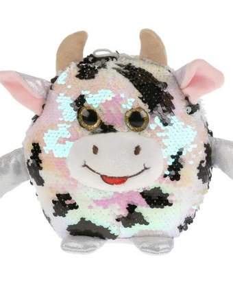 Миниатюра фотографии Мягкая игрушка мульти-пульти пятнистая корова из пайеток 17 см