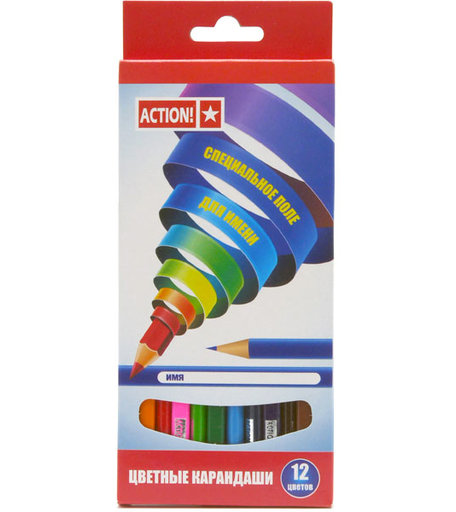 Карандаши цветные Action 12 шт