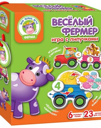 Миниатюра фотографии Vladi toys развивающая игра с липучками веселый фермер