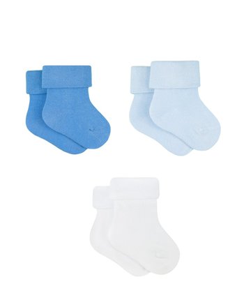 Носки с отворотами, 3 шт., синий, голубой, белый