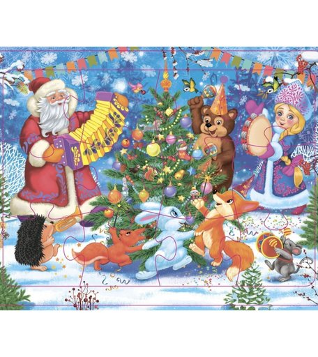 Пазл Издательство Учитель Пазл из полистирола Новый год в лесу: 12 деталей