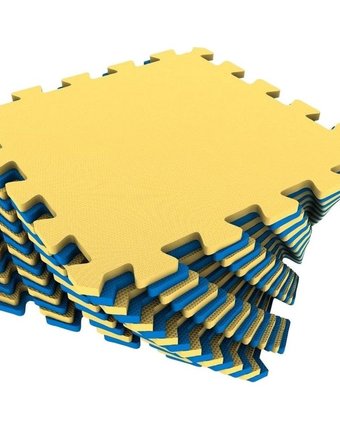 Миниатюра фотографии Коврик-пазл eco-cover цвет: желтый/синий (16 дет.) 100 х 100 см