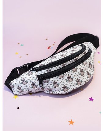 Миниатюра фотографии Mihi mihi поясная сумочка мопс unicorn dog с блестками