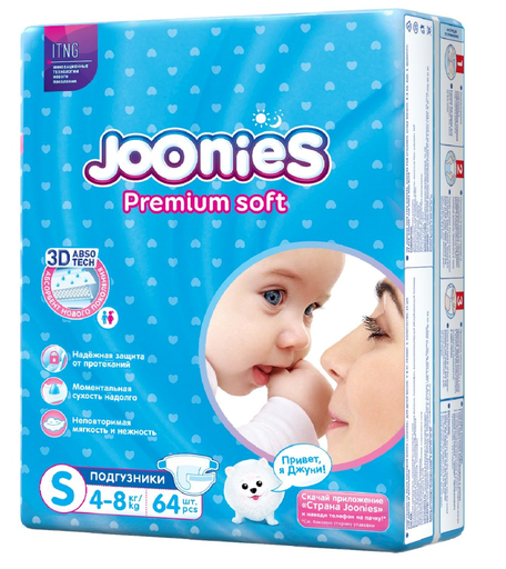 Подгузники Joonies Premium Soft (4-8 кг) шт.
