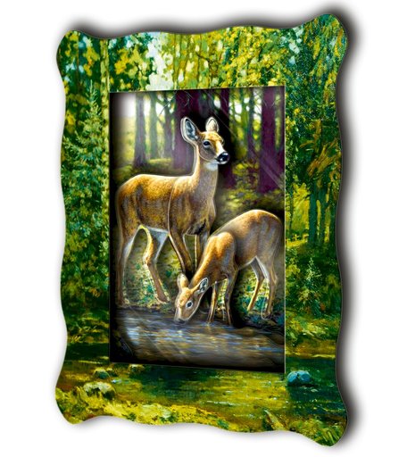 Хобби и Творчество VIZZLE Объемная картина Косули на водопаде