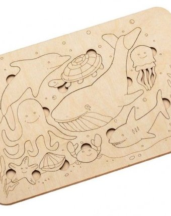 Миниатюра фотографии Деревянная игрушка bradex развивающий пазл-раскраска морские жители