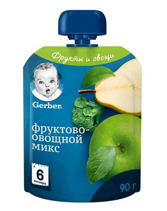 Пюре Gerber фруктово-овощной микс, с 6 месяцев, 90 г
