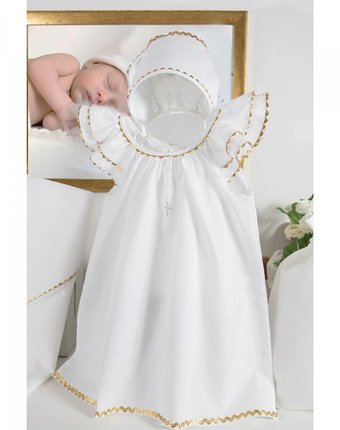Миниатюра фотографии Pituso комплект для крещения девочки (платье, чепчик, пеленка, мешочек)