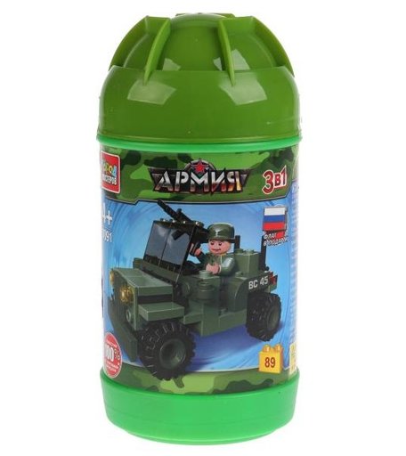 Конструктор Город мастеров Армия Военный джип 3 в 1 с фигуркой (89 деталей)