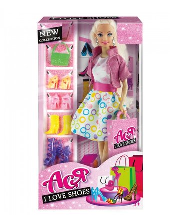 Toys Lab Кукла Ася Блондинка в платье с принтом Любимые туфли