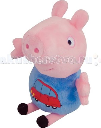 Миниатюра фотографии Мягкая игрушка свинка пеппа (peppa pig) джордж с машинкой 18 см