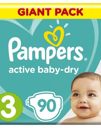 Миниатюра фотографии Подгузники pampers active baby dry (6-10 кг) шт.