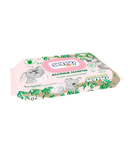 Влажные салфетки Senso Baby КОАЛА, с клапаном 60 шт