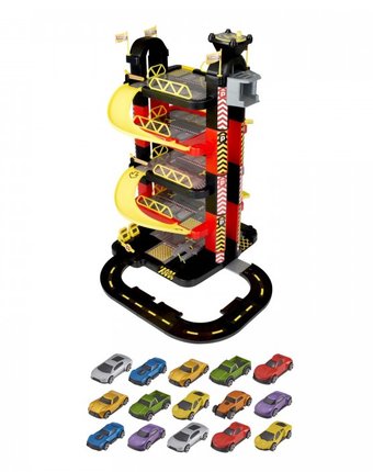 Миниатюра фотографии Hti игровой набор teamsterz гараж-башня 5 уровней с 15 машинками