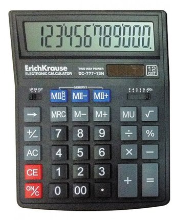 Миниатюра фотографии Erich krause калькулятор настольный 12-разрядов dc-777-12n