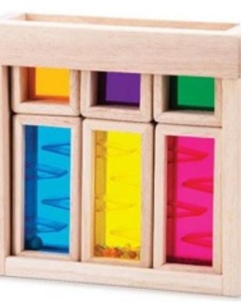 Миниатюра фотографии Деревянная игрушка wonderworld радужные блоки со звуком рассвет
